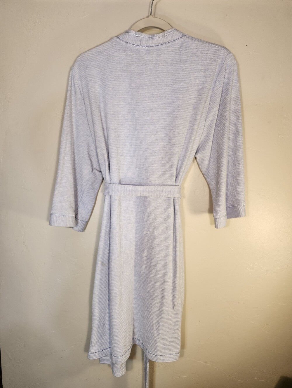 croft & barrow Light Blue Ribbed Knit Robe with Pockets Short - Picture 7 of 7